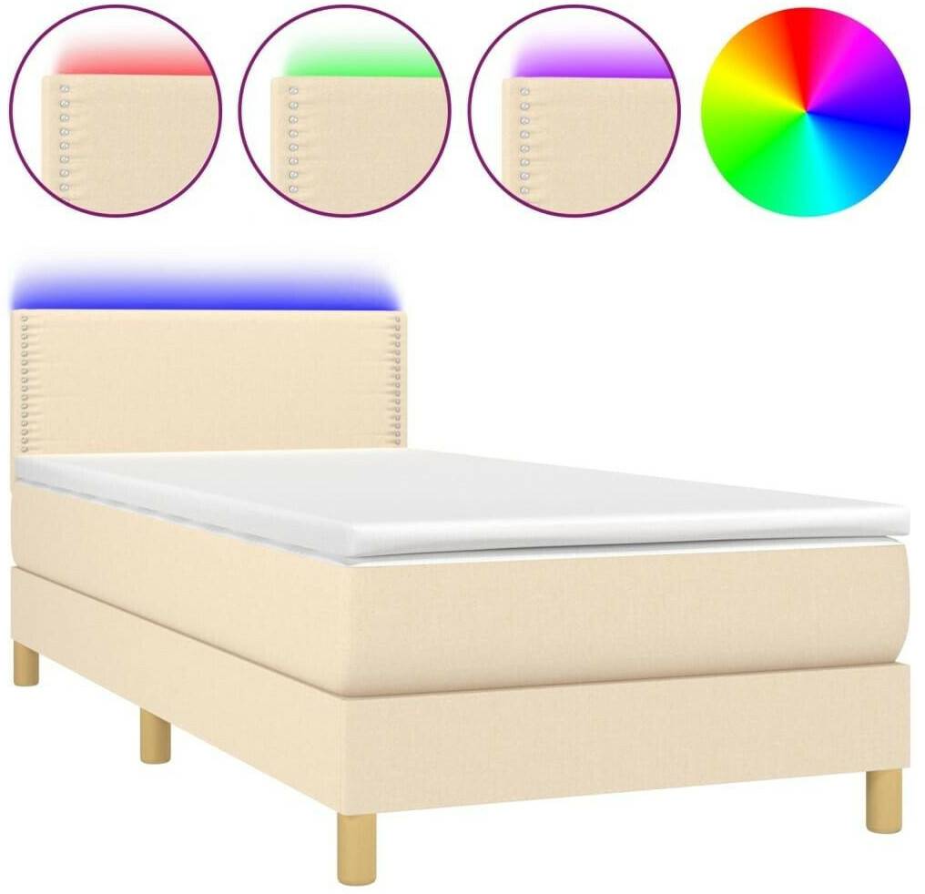 vidaXL Box spring bed with mattress & LED 90x200cm fabric (3133610) Letti