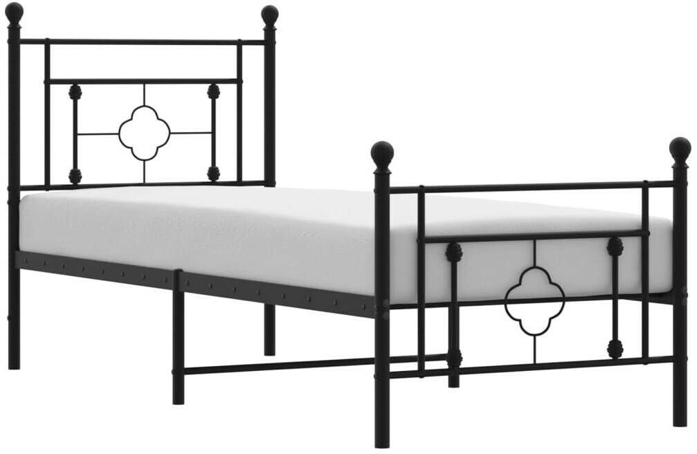 Letti vidaXL Bed frame with head and footboard metal 75x190cm (374347)