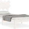 vidaXL Solid wood bed with headboard 90x200cm (3193712) Letti