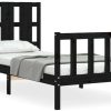 vidaXL Solid wood bed with headboard 90x200cm (3192220) Letti