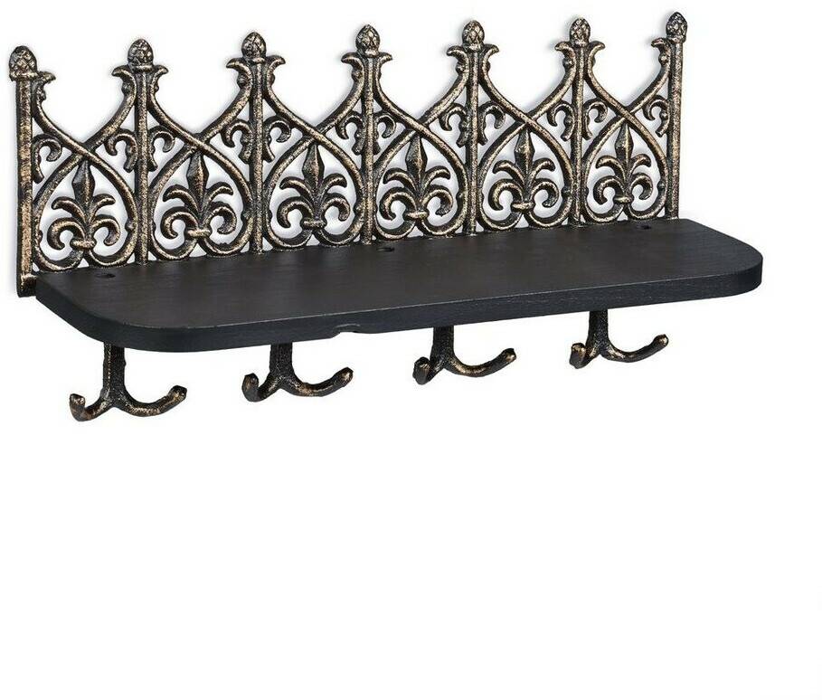 Cassettine portachiavi Relaxdays Key rack with shelf with 8 hooks vintage bronze (10039652-490)