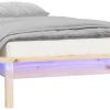 vidaXL Solid wood bed with LEDs 90x200cm (820591) Letti