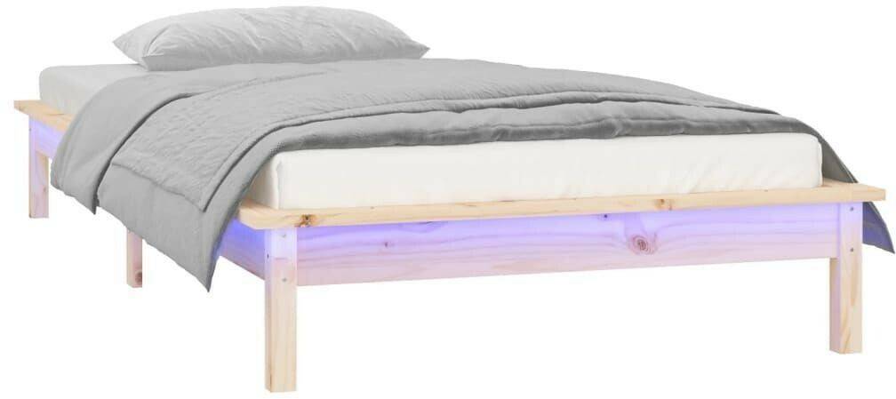 vidaXL Solid wood bed with LEDs 90x200cm (820591) Letti