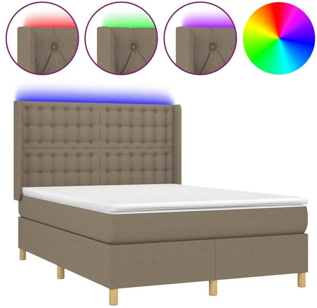 Letti vidaXL Box spring bed with mattress & LED 140x200cm fabric (3139201)