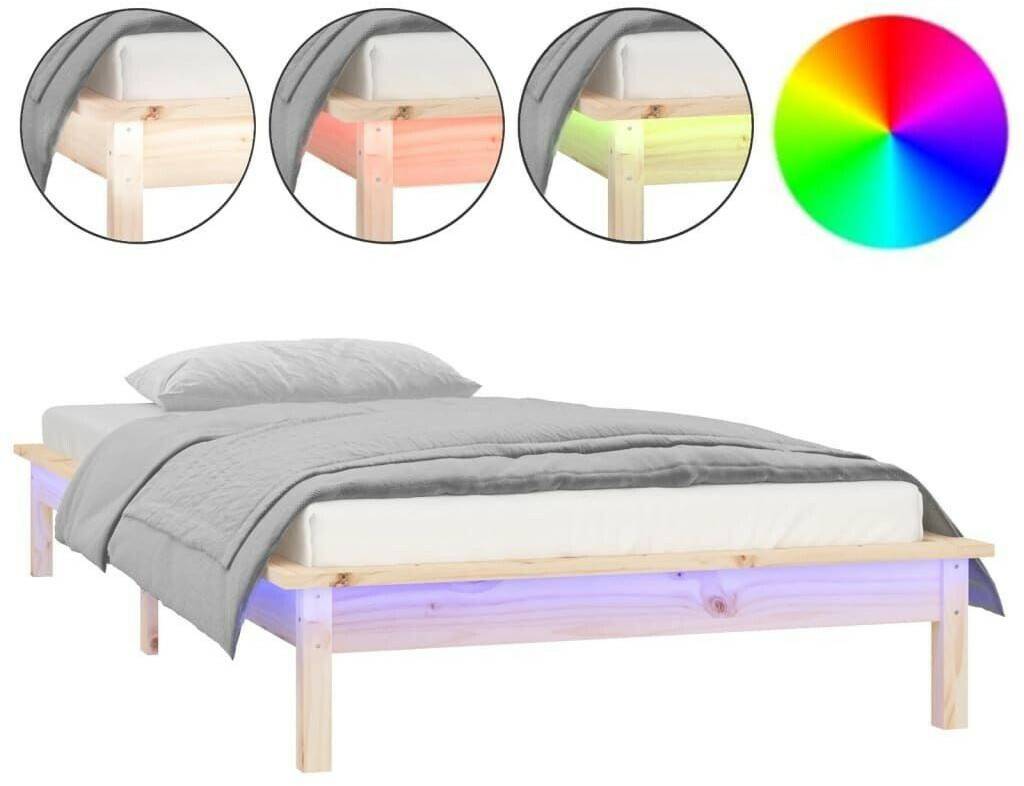 vidaXL Solid wood bed with LEDs 90x200cm (820591) Letti