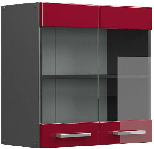 VICCO Glass wall cabinet R-Line 60 cm anthracite/burgundy high gloss modern Mobili da cucina