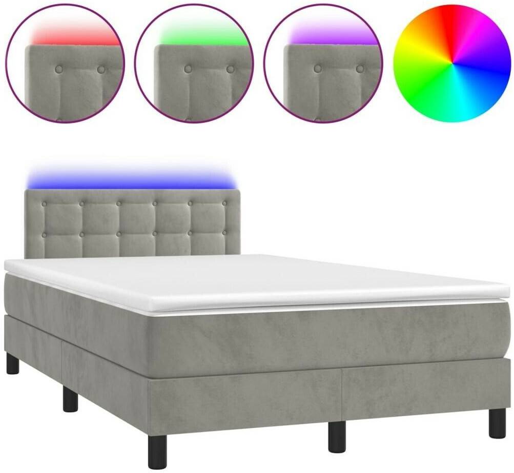 Letti vidaXL Box spring bed with mattress & LED 120x200cm velvet (3134633)