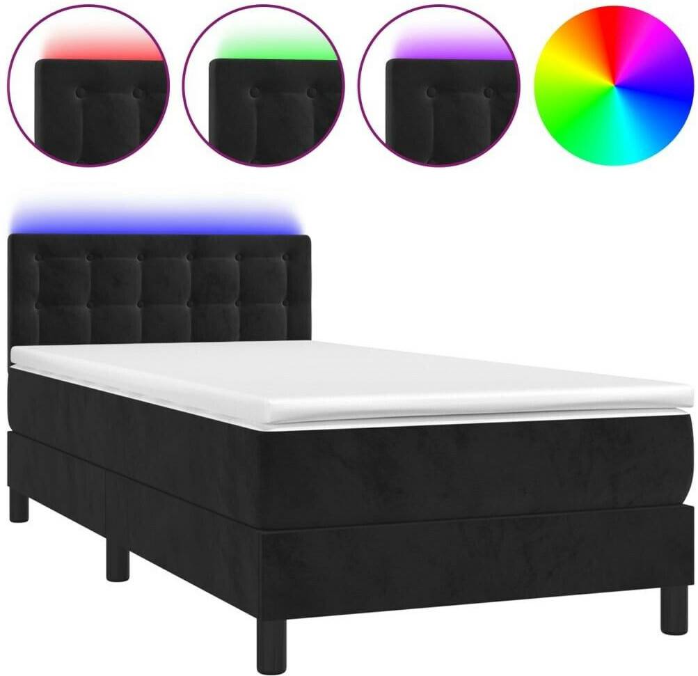 vidaXL Box spring bed with mattress & LED 100x200cm velvet (3134629) Letti