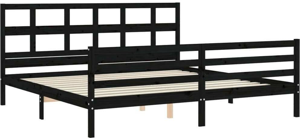 vidaXL Solid wood bed with headboard 200x200cm (3194855) Letti