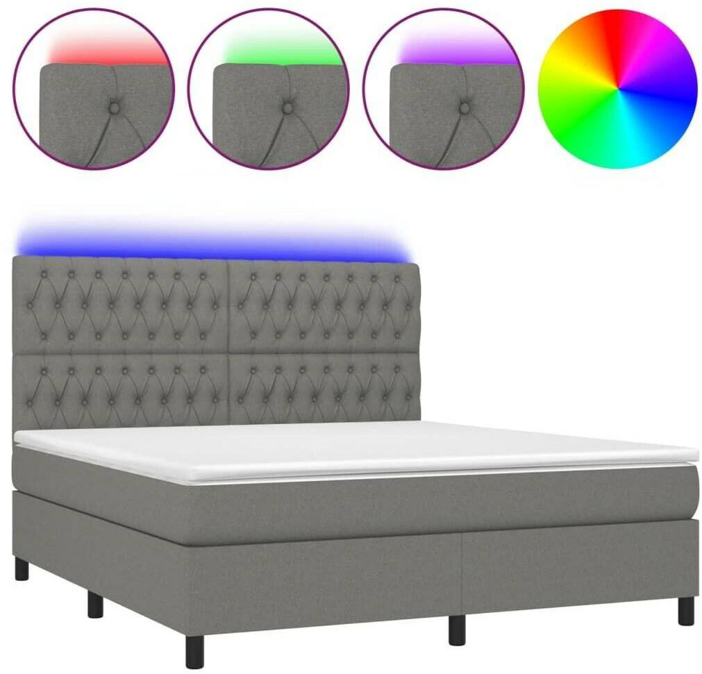 Letti vidaXL Box spring bed with mattress & LED 180x200cm fabric (3135134)