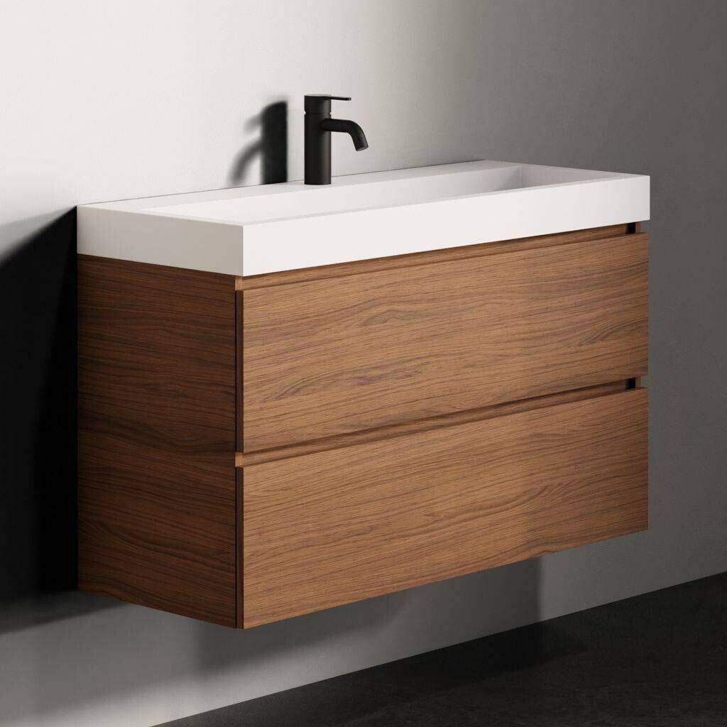 Set mobili da bagno Riho Spring Vow bathroom furniture set A1 + 1 tap hole 100x40cm Red Wood (F001031D02)