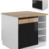 Mobili da cucina Livinity Fame-Line kitchen island, 90 cm without worktop, high-gloss black oak/white