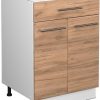 VICCO Drawer base cabinet Fame-Line 60 cm white/oak modern Mobili da cucina