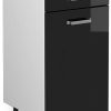 Mobili da cucina Livinity Kitchen base cabinet R-Line, 40 cm without worktop, black high gloss/white