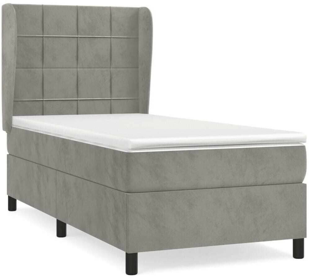 vidaXL Box spring bed with mattress 100x200cm velvet (3129195) Letti