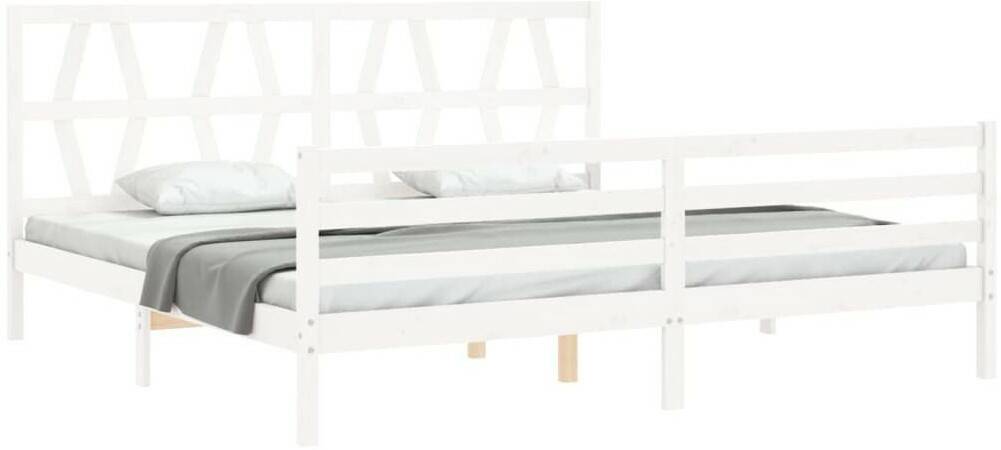 vidaXL Solid wood bed with headboard 200x200cm (3194397) Letti