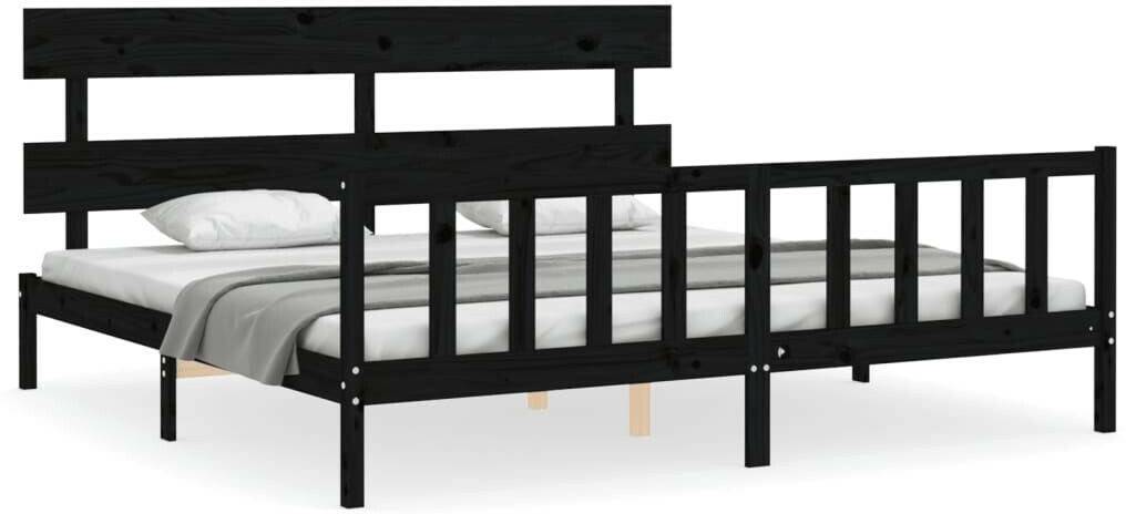 vidaXL Solid wood bed with headboard 200x200cm (3193295) Letti