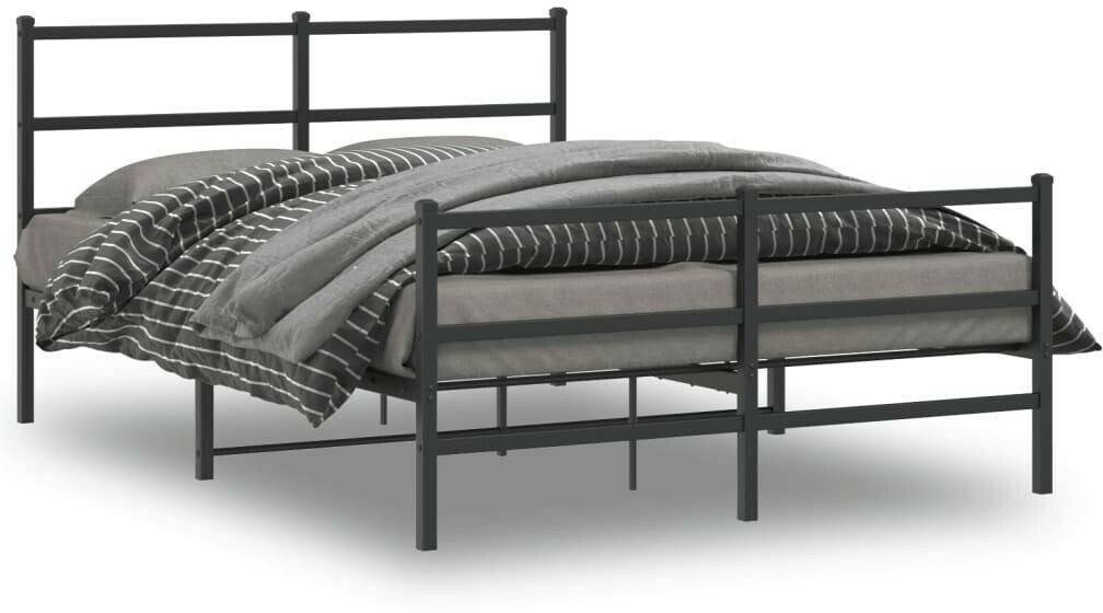 vidaXL Bed frame with head and footboard metal 135x190cm (355382) Letti