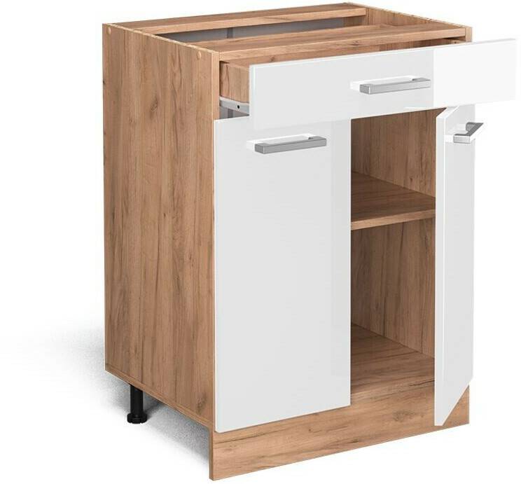 Mobili da cucina VICCO Drawer base cabinet R-Line 60 cm oak/white high gloss modern 1 drawer