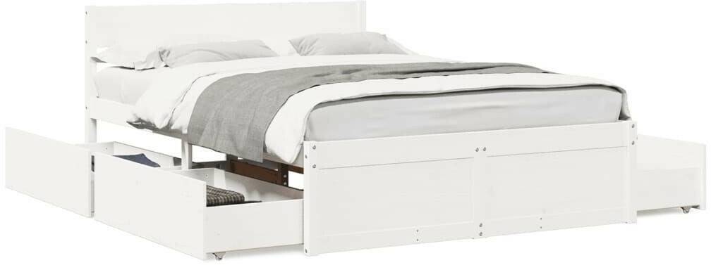 vidaXL Solid wood bed with drawers pine 140x190cm (3282355) Letti