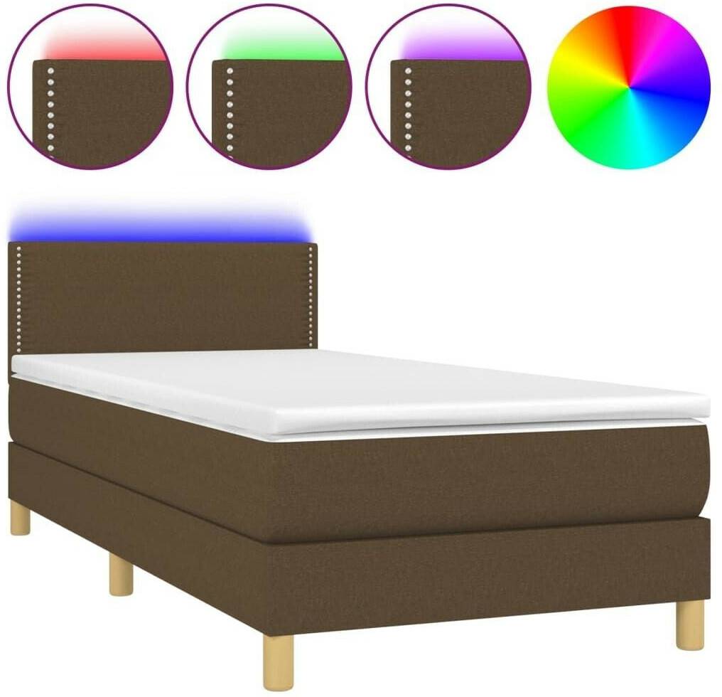 Letti vidaXL Box spring bed with mattress & LED 100x200cm fabric (3133616)