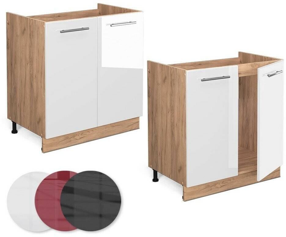 Mobili da cucina VICCO Sink base cabinet Fame-Line 80 cm oak/white high gloss modern