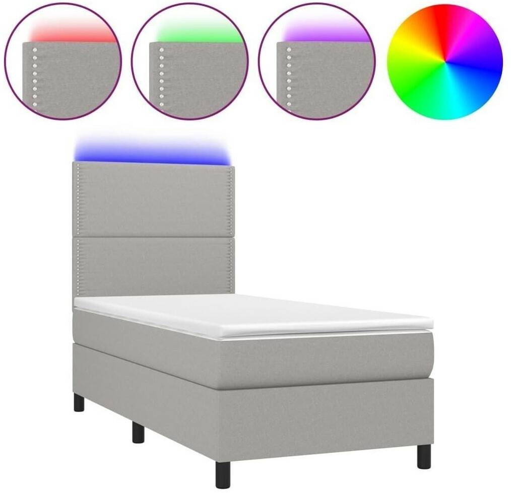 Letti vidaXL Box spring bed with mattress & LED 90x200cm fabric (3134765)