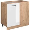 Mobili da cucina Livinity Corner cabinet R-Line, 86 cm without worktop, white high gloss/Goldkraft oak