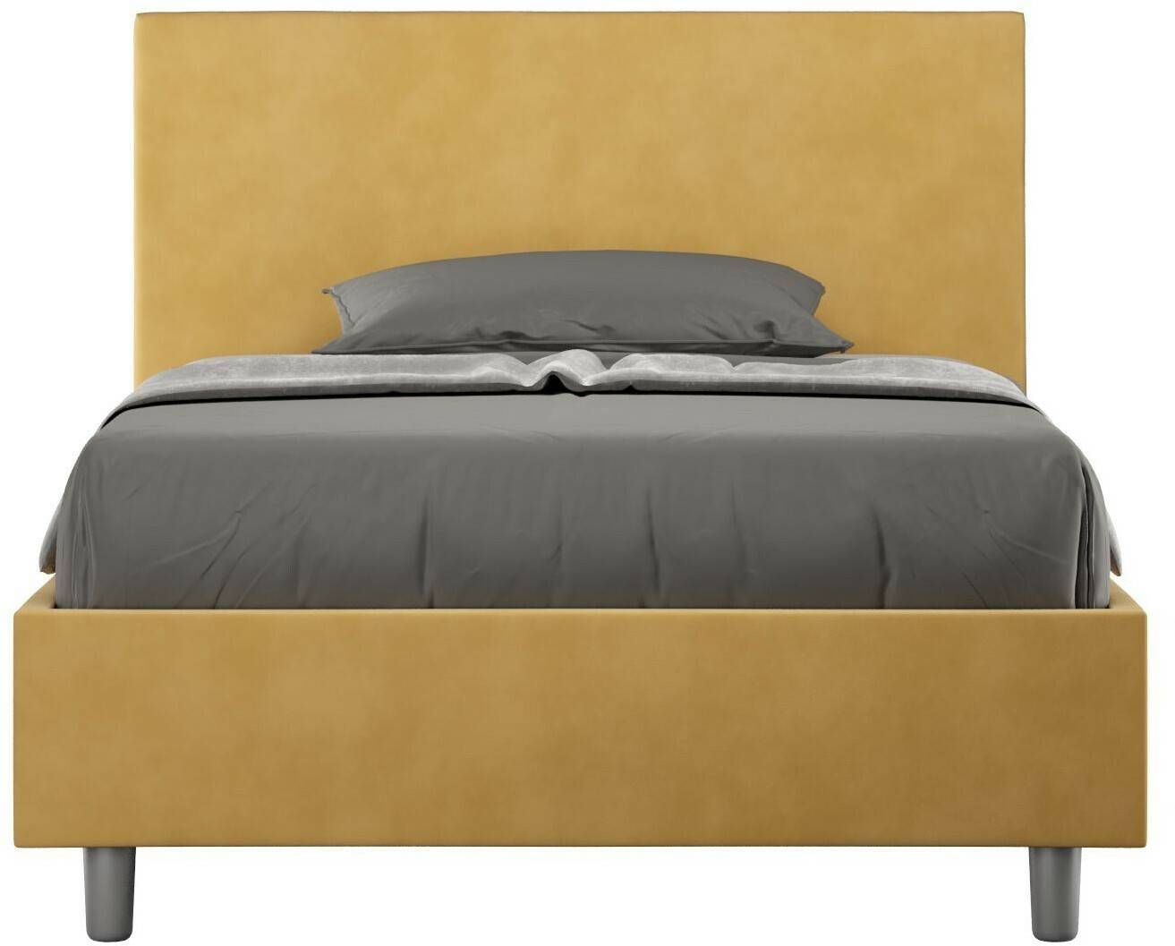 ITYhome Letto una piazza e mezza con rete imbottito 120x210 microfibra ocra Adele - giallo VE1221ADEL031-CR Letti