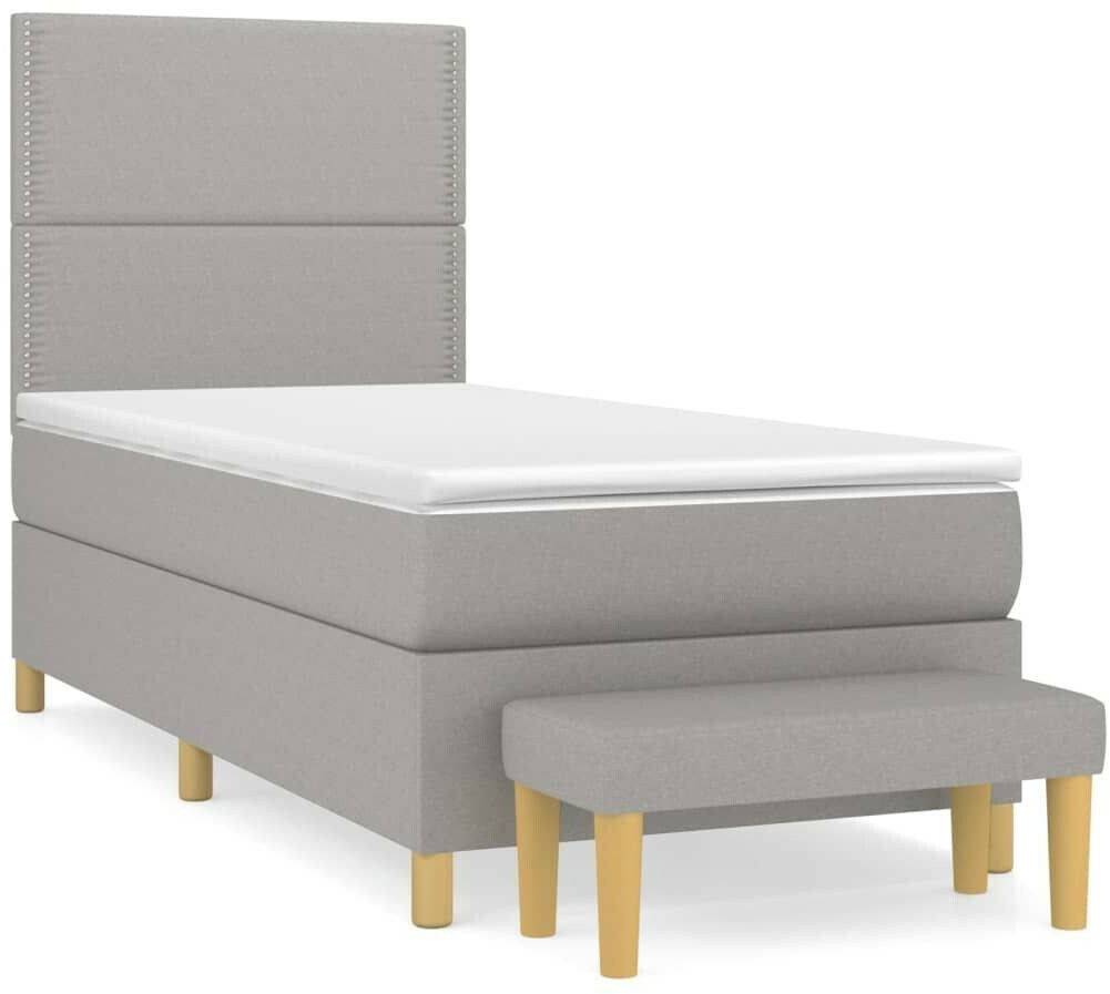 vidaXL Box spring bed with mattress 90x190cm fabric (3137037) Letti