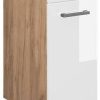 Livinity Kitchen base cabinet R-Line, 30 cm without worktop, white high gloss/Goldkraft oak Mobili da cucina