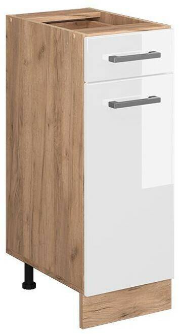 Livinity Kitchen base cabinet R-Line, 30 cm without worktop, white high gloss/Goldkraft oak Mobili da cucina