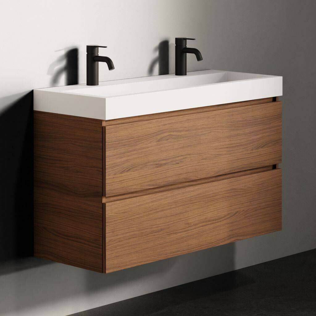 Set mobili da bagno Riho Spring Vow bathroom furniture set A1 + 2 tap holes 100x40cm Red Wood (F001032D02)