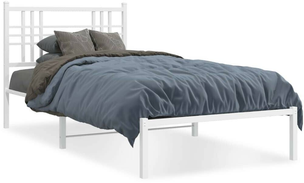 vidaXL Bed frame with headboard metal 90x190cm (376365) Letti