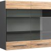 VICCO Glass wall cabinet Fame-Line 80 cm anthracite/oak modern Mobili da cucina