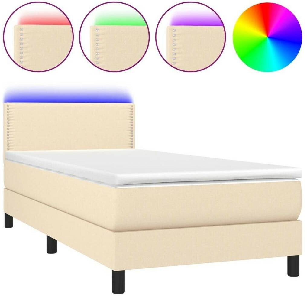 Letti vidaXL Box spring bed with mattress & LED 100x200cm fabric (3133058)