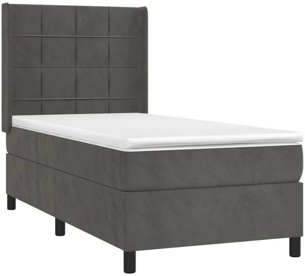 vidaXL Box spring bed with mattress & LED 90x200cm velvet (3139542) Letti