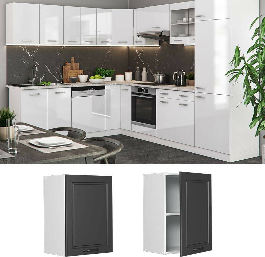 Livinity Wall cabinet R-Line, 45 cm, anthracite country house/white Mobili da cucina