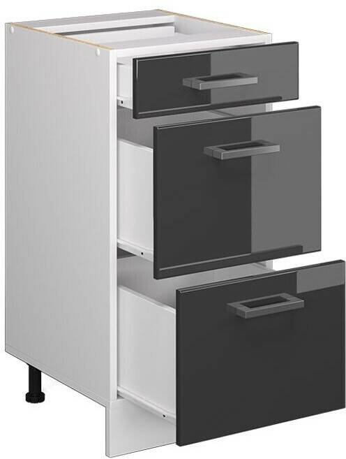 Mobili da cucina VICCO Drawer base cabinet R-Line 40 cm white/anthracite high gloss modern 3 drawers