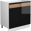 Livinity Fame-Line sink base cabinet, 80 cm without worktop, high-gloss black oak/white Mobili da cucina