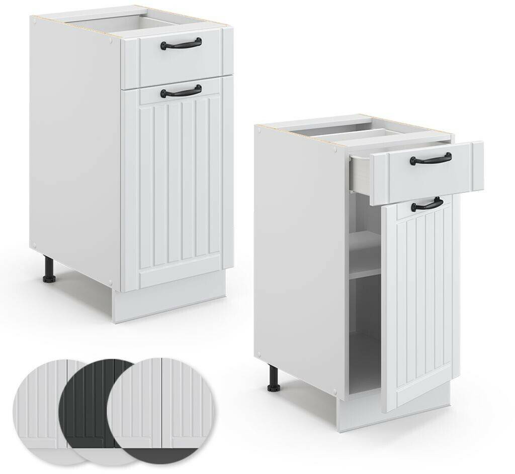 VICCO Drawer base cabinet Fame-Line 40 cm white/white country house Mobili da cucina