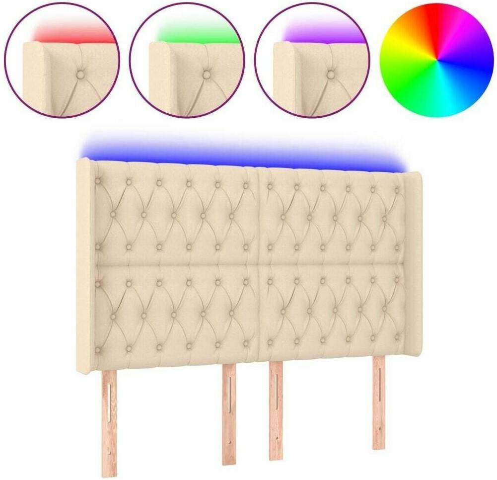 vidaXL LED headboard 147x16x118/128cm fabric (3124387) Letti