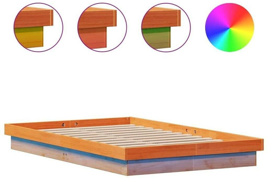 vidaXL Solid wood bed with LED lighting 120x200cm pine (844413) Letti