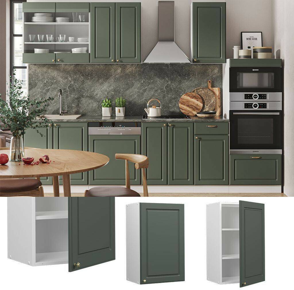 Livinity Fame-Line wall cabinet, 45 cm, green-gold country house/white Mobili da cucina