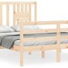 vidaXL Solid wood bed with headboard 120x200cm (3194566) Letti