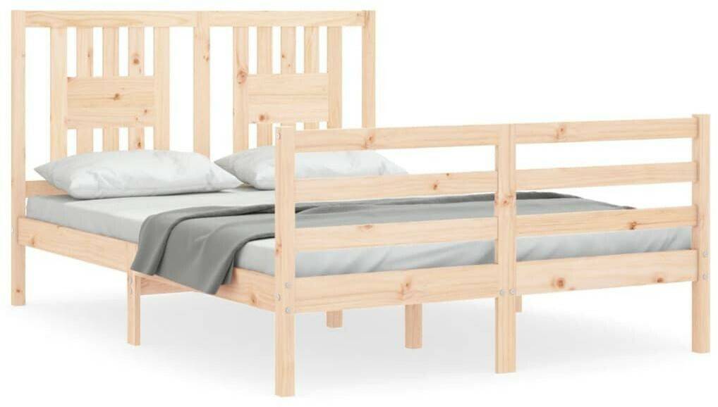 vidaXL Solid wood bed with headboard 120x200cm (3194566) Letti