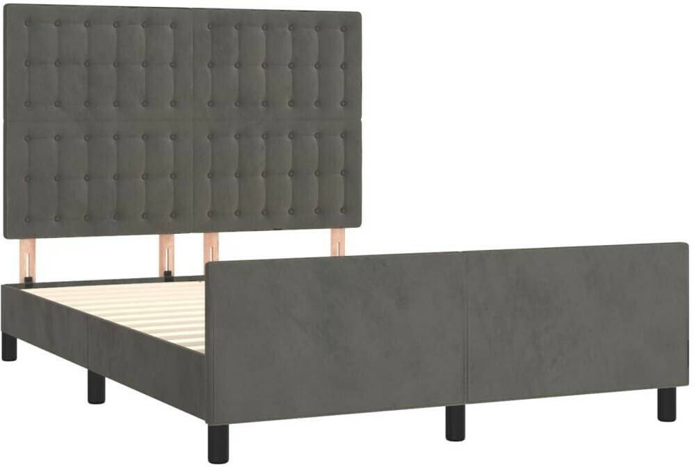 Letti vidaXL Bed frame with headboard 140x190cm velvet (3125996)