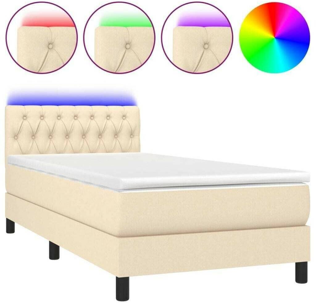 vidaXL Box spring bed with mattress & LED 90x200cm fabric (3133370) Letti