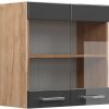 Mobili da cucina VICCO Glass wall cabinet R-Line 60 cm oak/anthracite high gloss modern