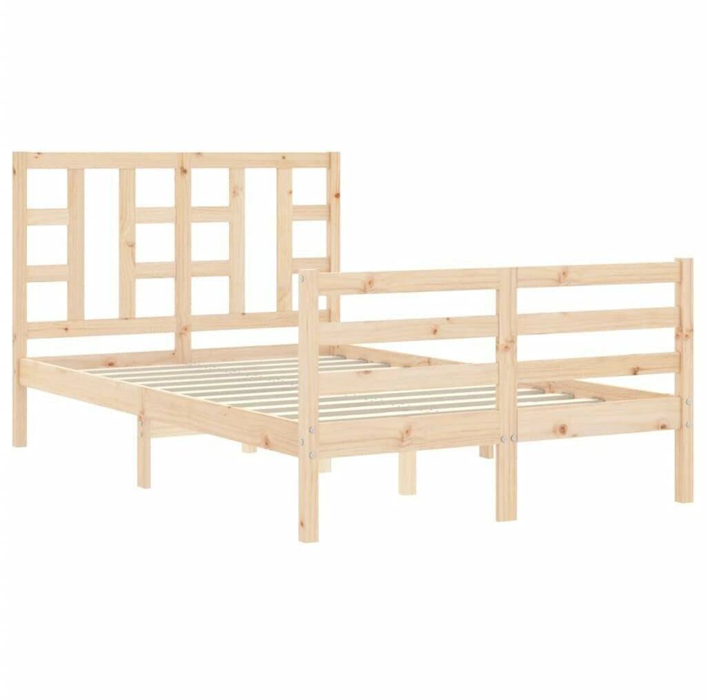 vidaXL Solid wood bed with headboard 120x200cm (3193916) Letti